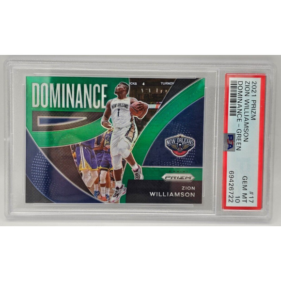 2021 Panini Prizm Zion Williamson Dominance Green PSA 10 - Picture 1 of 4